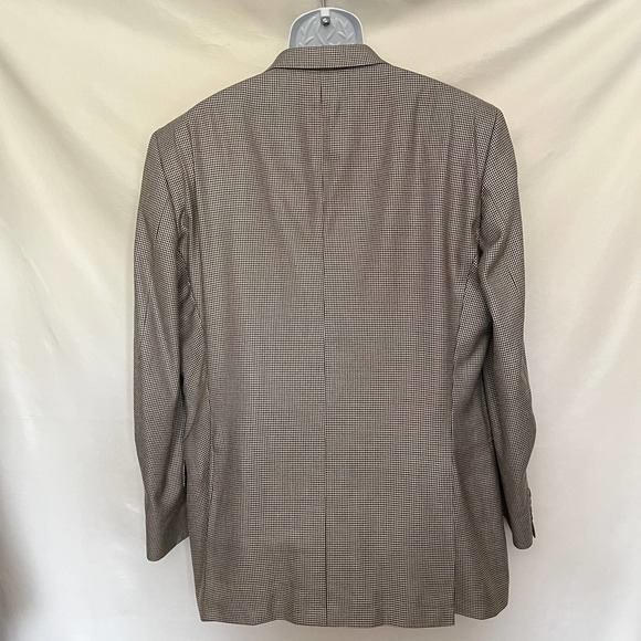 T Harris London Sport Coat Mens Blazer Size 46L Houndstooth Silk Wool Tan - Picture 6 of 13